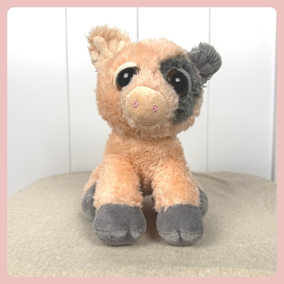 Aurora Other - Aurora Plush Cow Stuffed Animal Peach Gray Big Eyes Spotted EUC‎ Collectible Toy